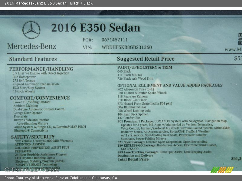 Black / Black 2016 Mercedes-Benz E 350 Sedan