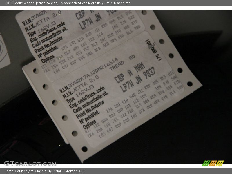 Moonrock Silver Metallic / Latte Macchiato 2013 Volkswagen Jetta S Sedan