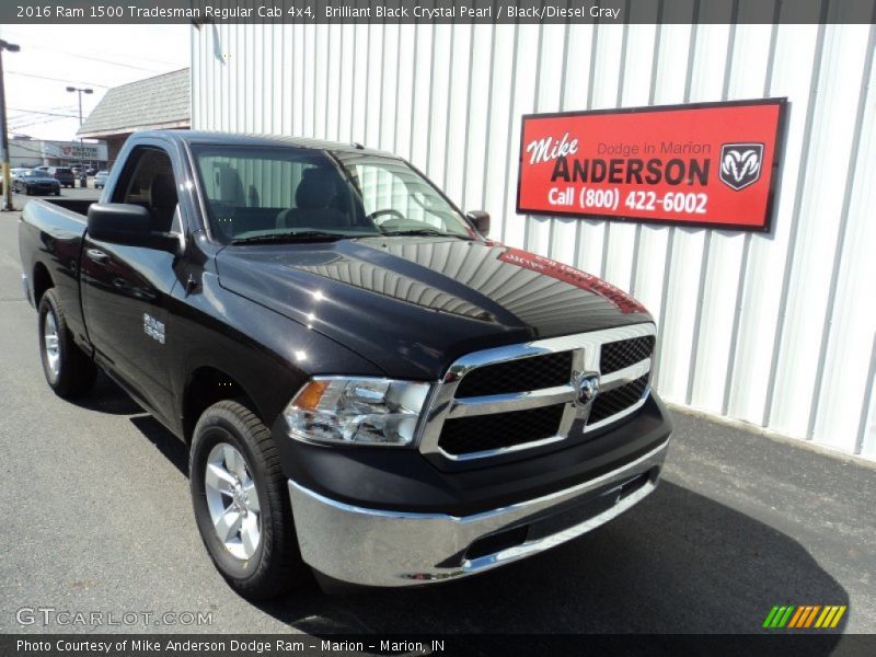 Brilliant Black Crystal Pearl / Black/Diesel Gray 2016 Ram 1500 Tradesman Regular Cab 4x4