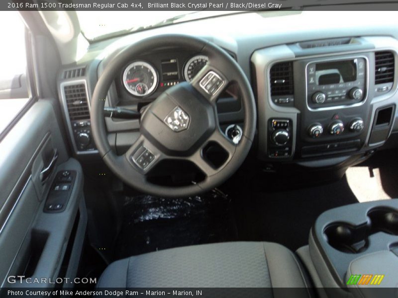 Brilliant Black Crystal Pearl / Black/Diesel Gray 2016 Ram 1500 Tradesman Regular Cab 4x4