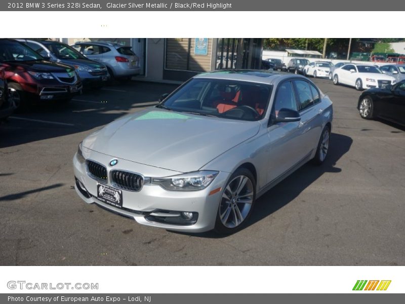 Glacier Silver Metallic / Black/Red Highlight 2012 BMW 3 Series 328i Sedan