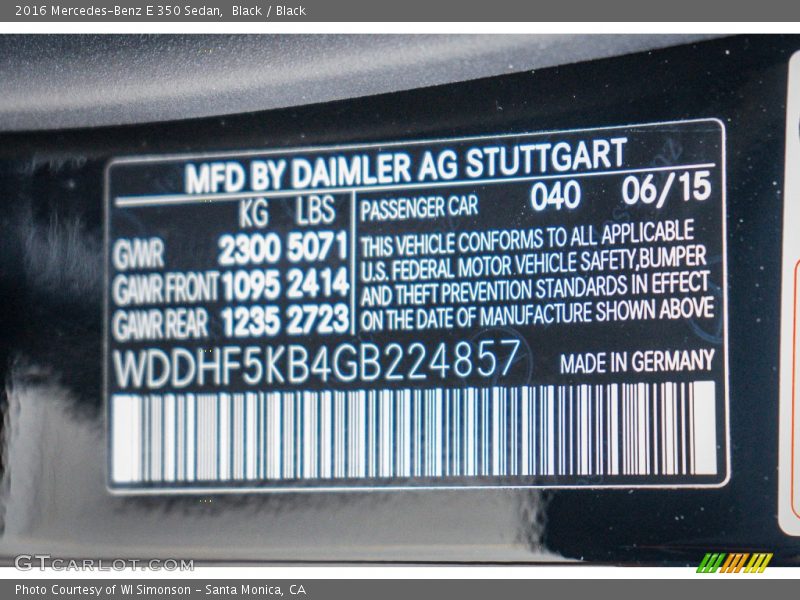 Black / Black 2016 Mercedes-Benz E 350 Sedan