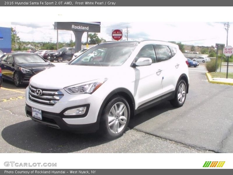 Frost White Pearl / Gray 2016 Hyundai Santa Fe Sport 2.0T AWD