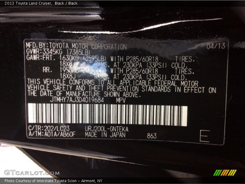 Black / Black 2013 Toyota Land Cruiser