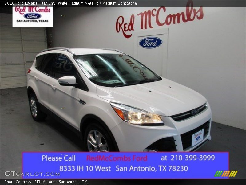 White Platinum Metallic / Medium Light Stone 2016 Ford Escape Titanium