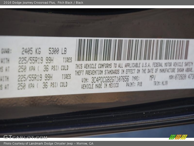 Pitch Black / Black 2016 Dodge Journey Crossroad Plus