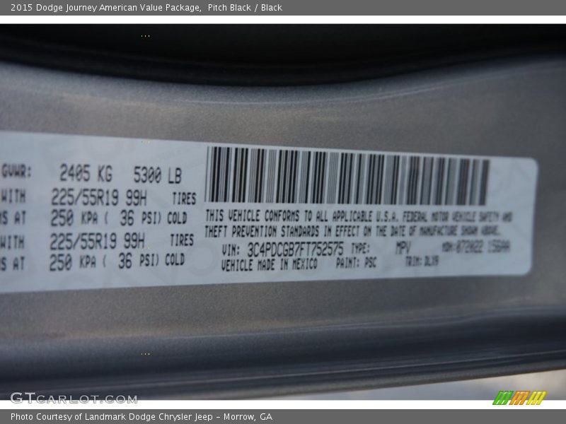 Pitch Black / Black 2015 Dodge Journey American Value Package