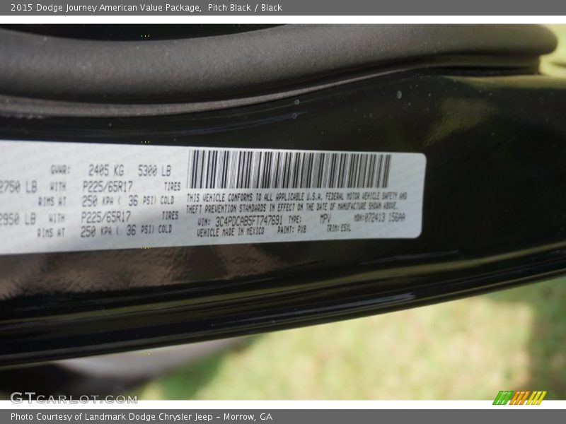 Pitch Black / Black 2015 Dodge Journey American Value Package