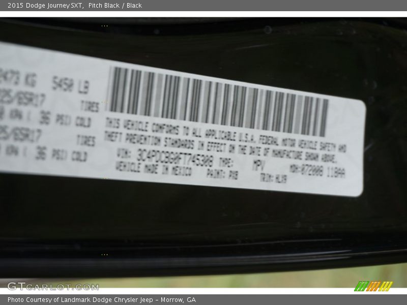 Pitch Black / Black 2015 Dodge Journey SXT