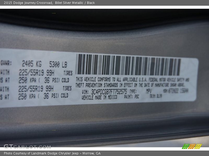 Billet Silver Metallic / Black 2015 Dodge Journey Crossroad