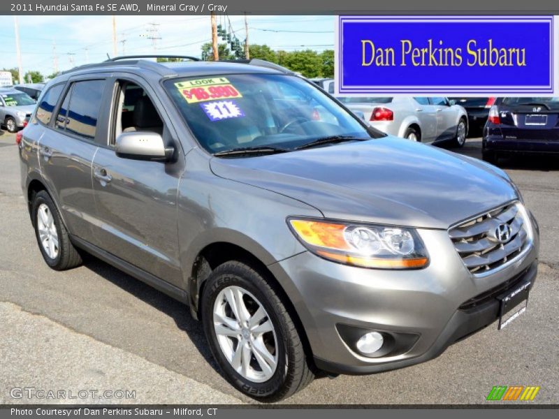Mineral Gray / Gray 2011 Hyundai Santa Fe SE AWD
