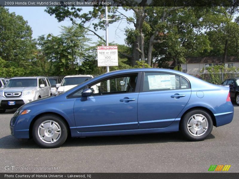 Atomic Blue Metallic / Beige 2009 Honda Civic Hybrid Sedan