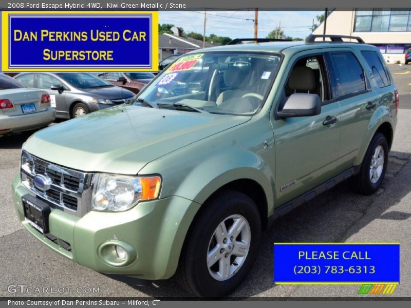 Kiwi Green Metallic / Stone 2008 Ford Escape Hybrid 4WD
