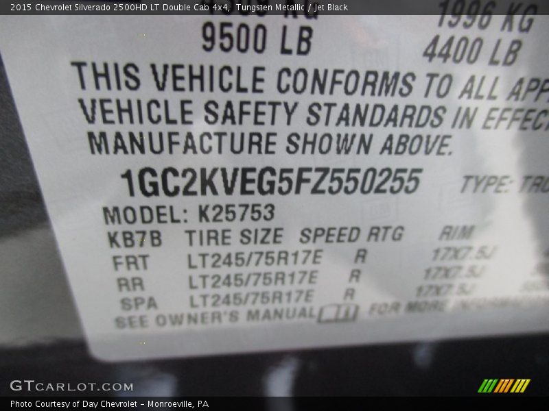 Tungsten Metallic / Jet Black 2015 Chevrolet Silverado 2500HD LT Double Cab 4x4