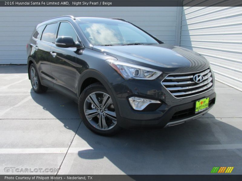 Night Sky Pearl / Beige 2016 Hyundai Santa Fe Limited AWD