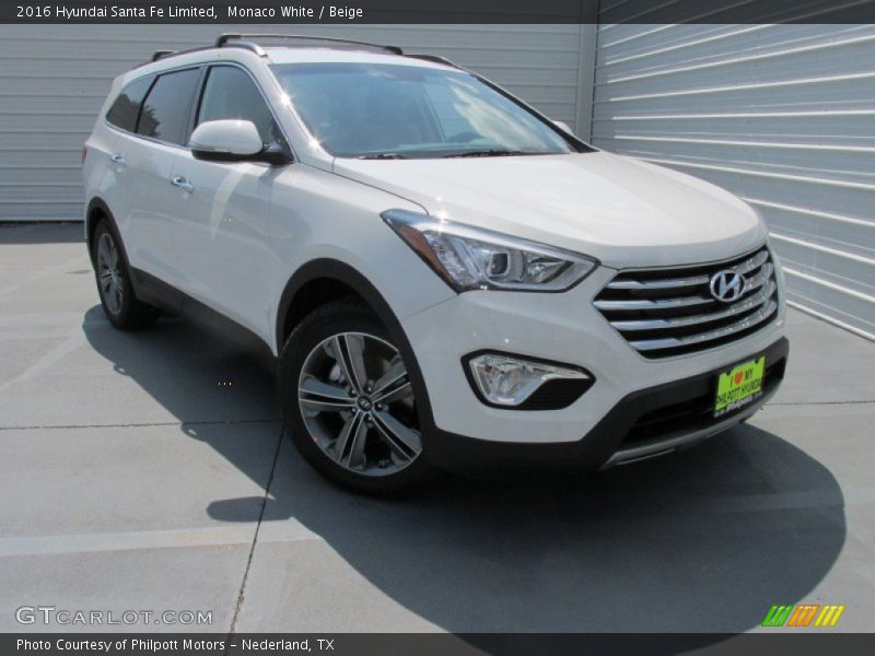 Monaco White / Beige 2016 Hyundai Santa Fe Limited