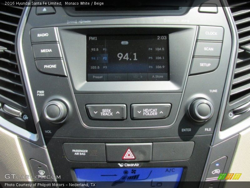 Monaco White / Beige 2016 Hyundai Santa Fe Limited