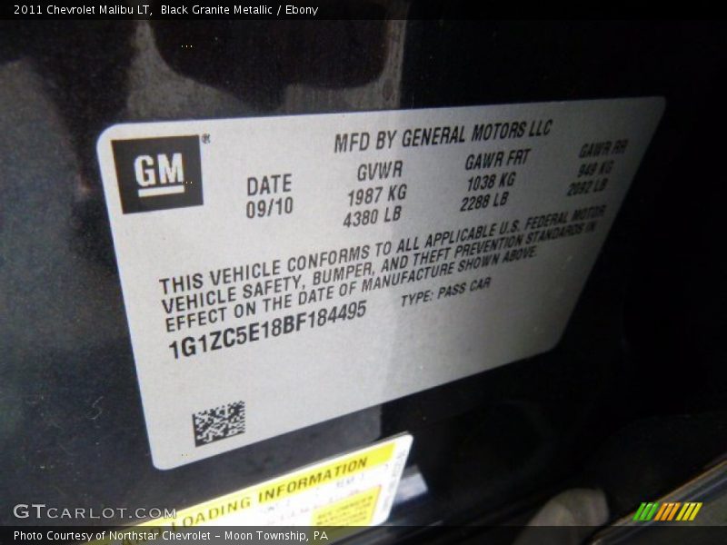 Black Granite Metallic / Ebony 2011 Chevrolet Malibu LT
