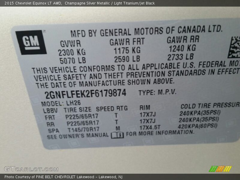 Champagne Silver Metallic / Light Titanium/Jet Black 2015 Chevrolet Equinox LT AWD