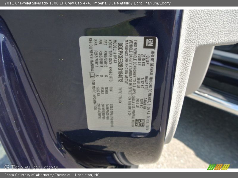 Imperial Blue Metallic / Light Titanium/Ebony 2011 Chevrolet Silverado 1500 LT Crew Cab 4x4
