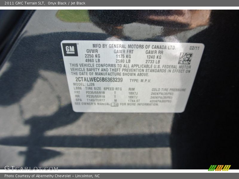 Onyx Black / Jet Black 2011 GMC Terrain SLT