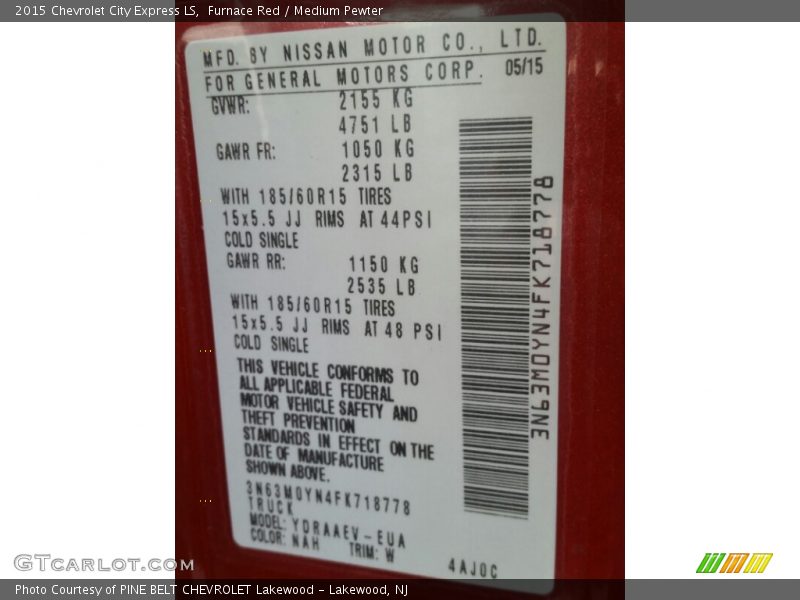 Furnace Red / Medium Pewter 2015 Chevrolet City Express LS