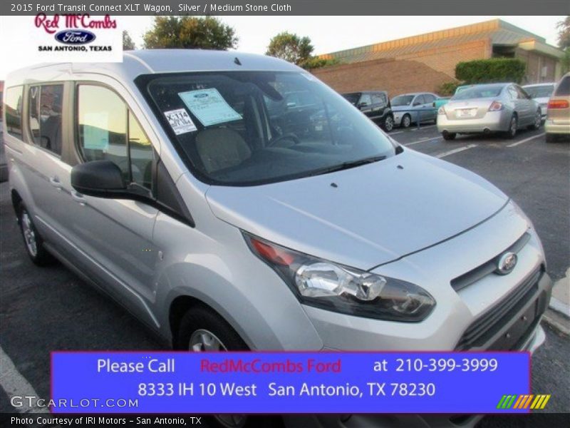Silver / Medium Stone Cloth 2015 Ford Transit Connect XLT Wagon