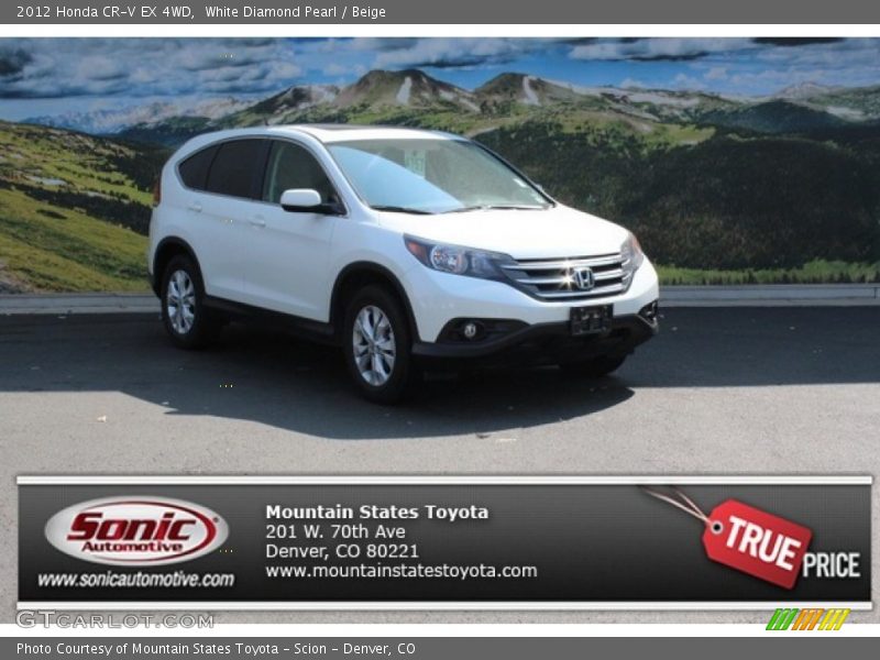 White Diamond Pearl / Beige 2012 Honda CR-V EX 4WD