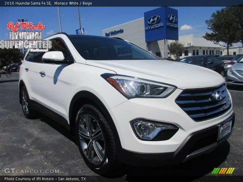 Monaco White / Beige 2016 Hyundai Santa Fe SE