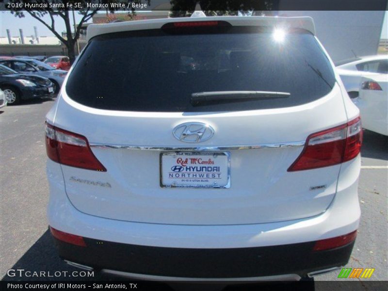 Monaco White / Beige 2016 Hyundai Santa Fe SE