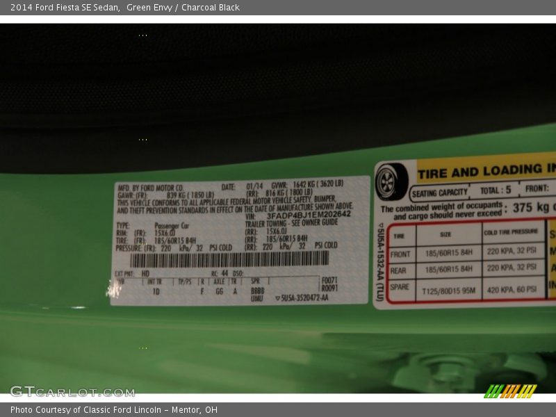 Green Envy / Charcoal Black 2014 Ford Fiesta SE Sedan