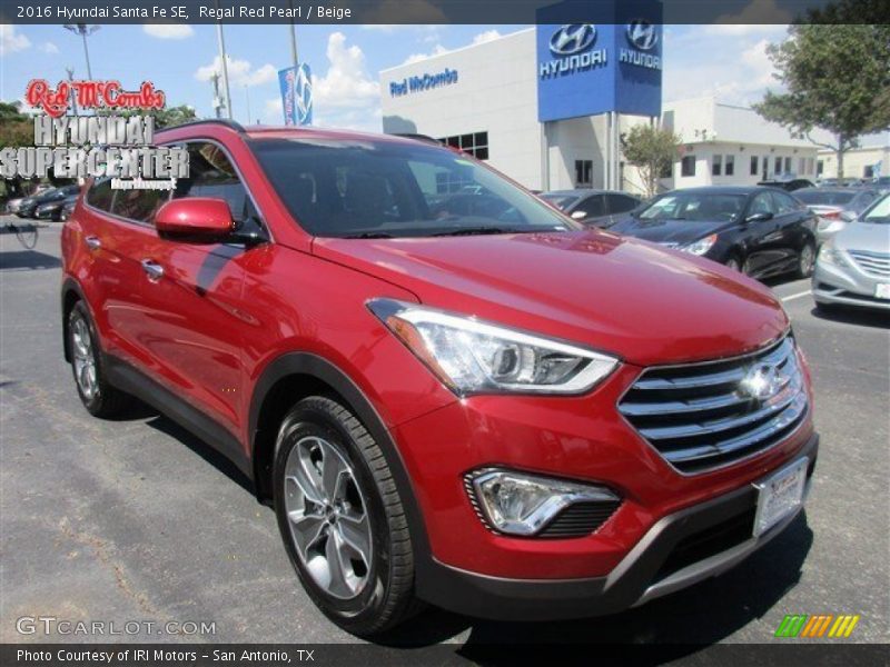 Regal Red Pearl / Beige 2016 Hyundai Santa Fe SE