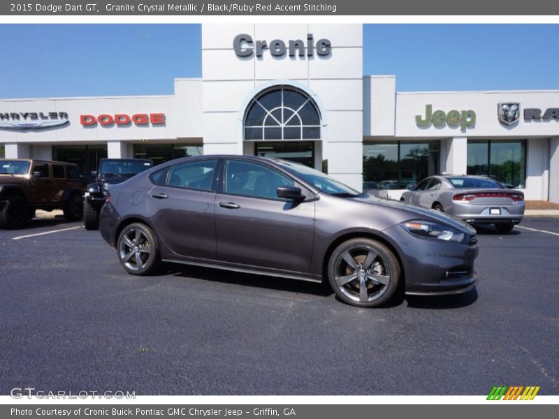 Granite Crystal Metallic / Black/Ruby Red Accent Stitching 2015 Dodge Dart GT