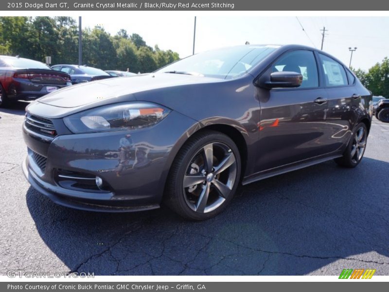 Granite Crystal Metallic / Black/Ruby Red Accent Stitching 2015 Dodge Dart GT