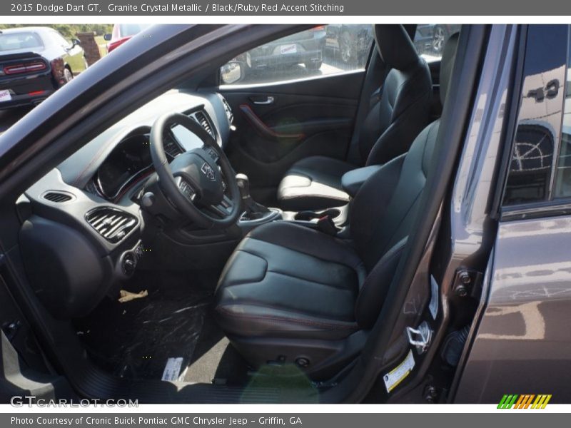 Granite Crystal Metallic / Black/Ruby Red Accent Stitching 2015 Dodge Dart GT
