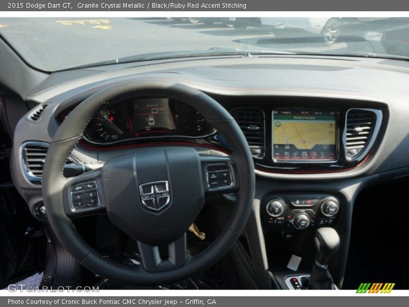 Granite Crystal Metallic / Black/Ruby Red Accent Stitching 2015 Dodge Dart GT