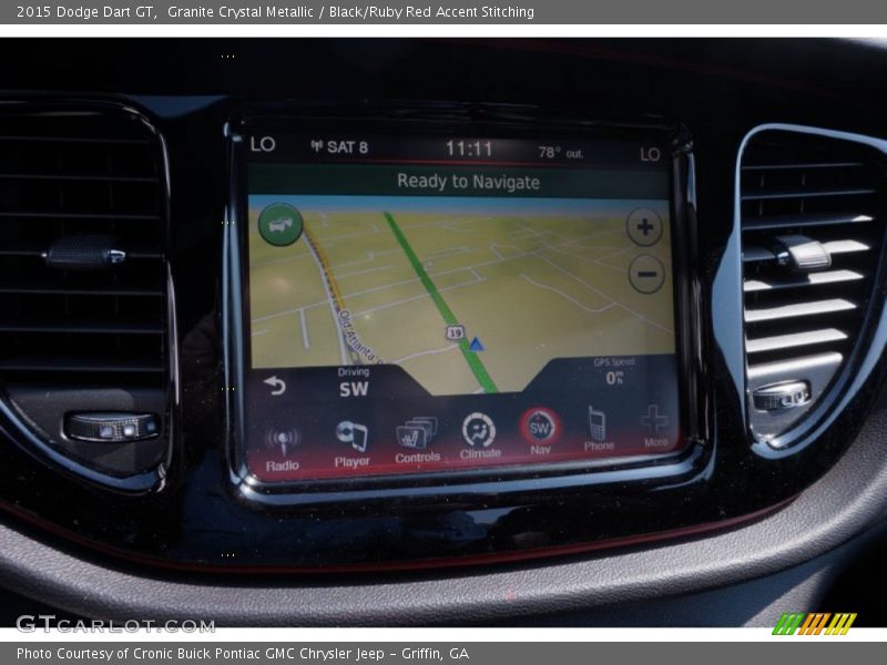 Granite Crystal Metallic / Black/Ruby Red Accent Stitching 2015 Dodge Dart GT