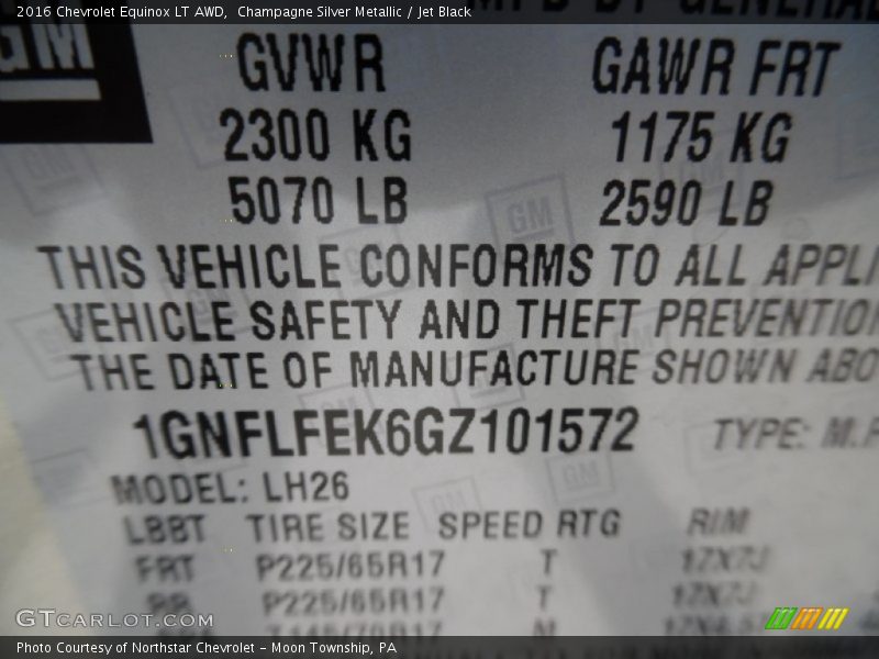 Champagne Silver Metallic / Jet Black 2016 Chevrolet Equinox LT AWD