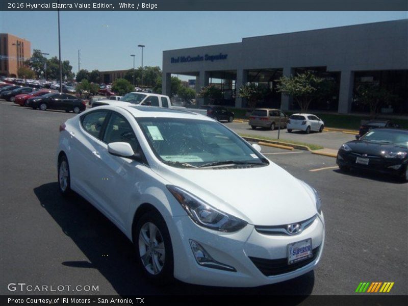 White / Beige 2016 Hyundai Elantra Value Edition
