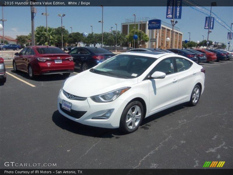 White / Beige 2016 Hyundai Elantra Value Edition