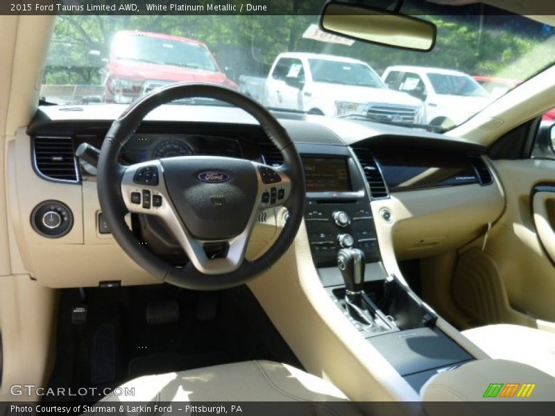 White Platinum Metallic / Dune 2015 Ford Taurus Limited AWD