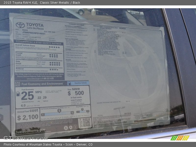 Classic Silver Metallic / Black 2015 Toyota RAV4 XLE