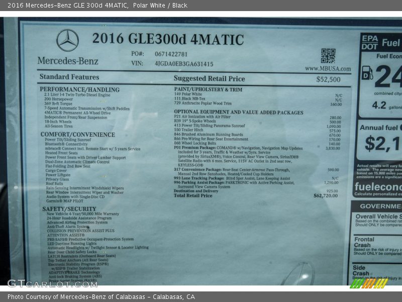 Polar White / Black 2016 Mercedes-Benz GLE 300d 4MATIC