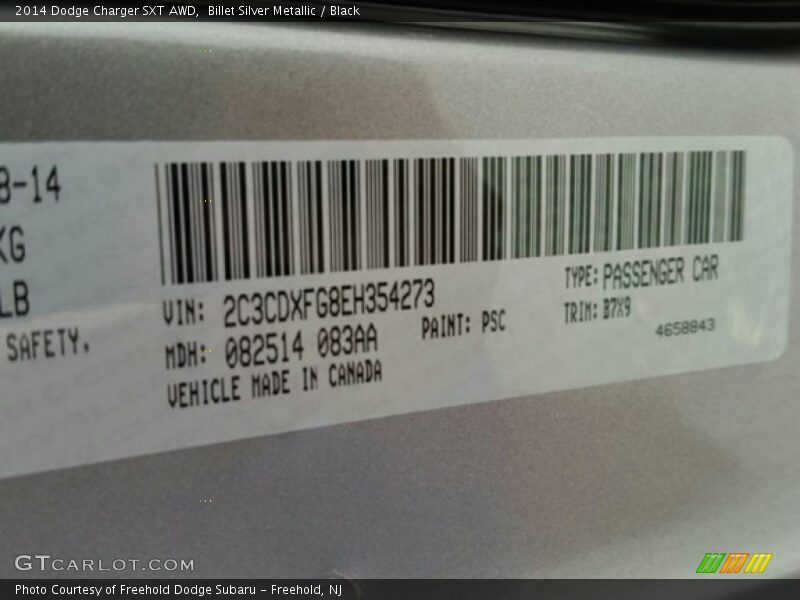 Billet Silver Metallic / Black 2014 Dodge Charger SXT AWD