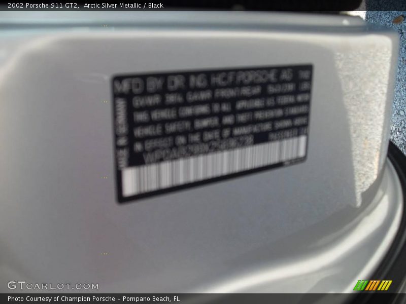 Arctic Silver Metallic / Black 2002 Porsche 911 GT2