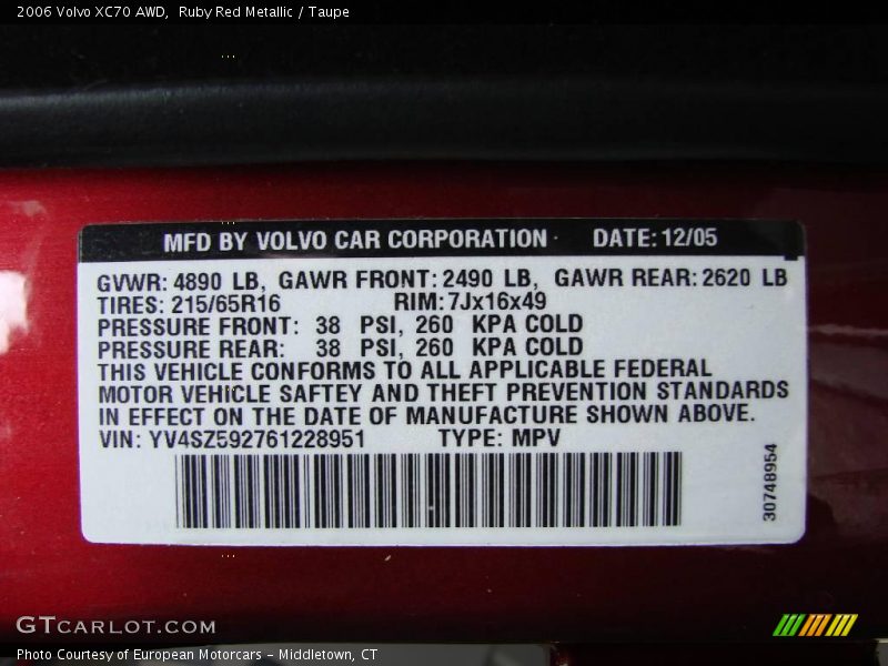 Ruby Red Metallic / Taupe 2006 Volvo XC70 AWD