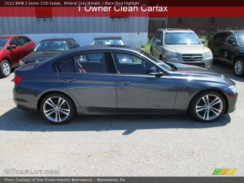 Mineral Grey Metallic / Black/Red Highlight 2012 BMW 3 Series 328i Sedan