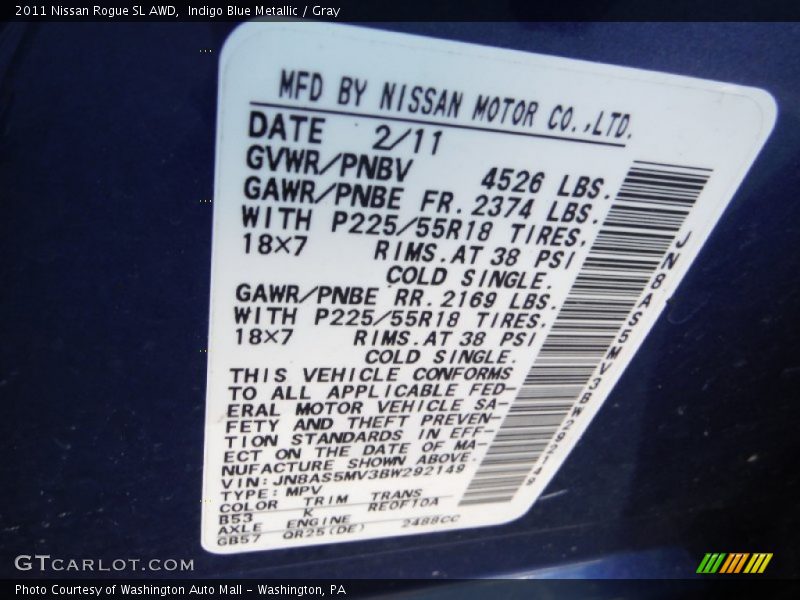 Indigo Blue Metallic / Gray 2011 Nissan Rogue SL AWD