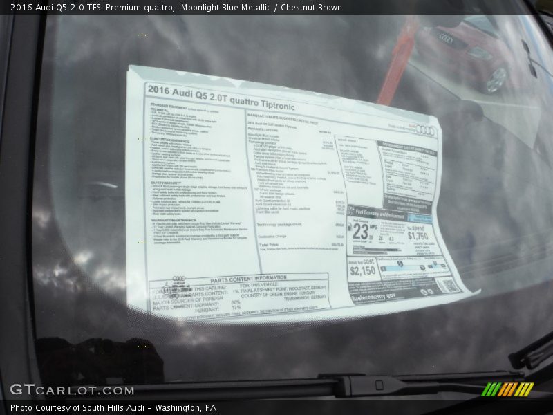 Moonlight Blue Metallic / Chestnut Brown 2016 Audi Q5 2.0 TFSI Premium quattro