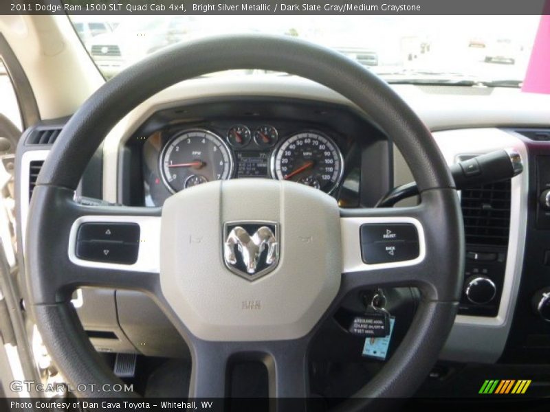 Bright Silver Metallic / Dark Slate Gray/Medium Graystone 2011 Dodge Ram 1500 SLT Quad Cab 4x4